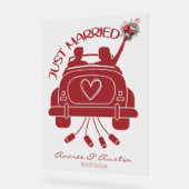 Just Married Bridal Bouquet Vintage Car Acrylschild (Winkel)