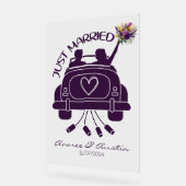 Just Married Bridal Bouquet Vintage Car Acrylschild (Winkel)