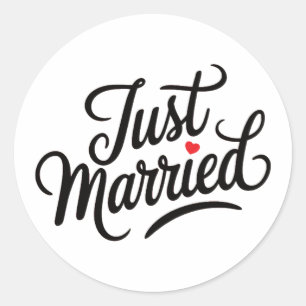 Just Married Bridal Runder Aufkleber