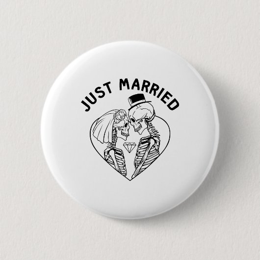 Just Married Bride Groom Skeleton Couple Halloween Button (Vorderseite)