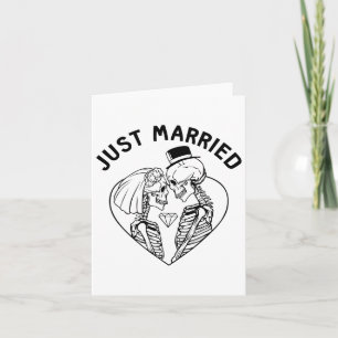 Just Married Bride Groom Skeleton Couple Halloween Karte