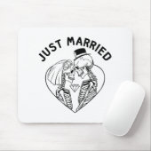 Just Married Bride Groom Skeleton Couple Halloween Mousepad (Mit Mouse)