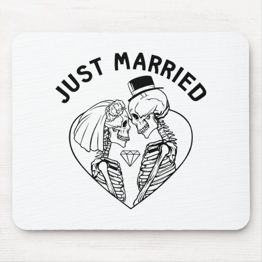 Just Married Bride Groom Skeleton Couple Halloween Mousepad (Vorne)