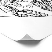 Just Married Bride Groom Skeleton Couple Halloween Poster (Ecke)