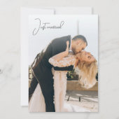 Just Married Calligraphy Elopement Ankündigung (Vorderseite)