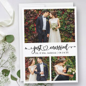 Just Married Calligraphy Heart 3 Foto Wedding Ankündigung