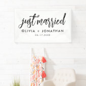 Just Married Calligraphy Script Wedding Banner (Insitu)