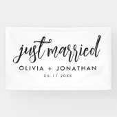 Just Married Calligraphy Script Wedding Banner (Horizontal)