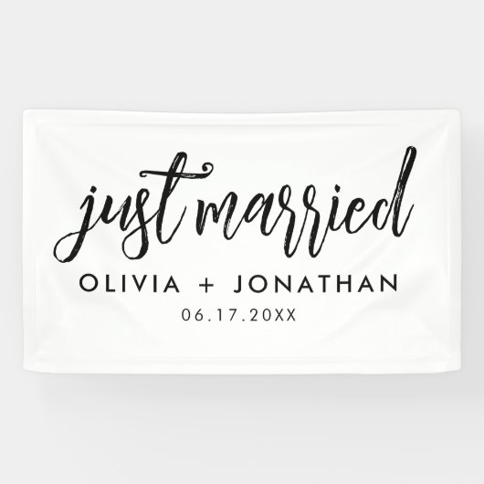 Just Married Calligraphy Script Wedding Banner (Horizontal)