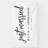 Just Married Calligraphy Script Wedding Banner (Vertikal)