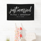 Just Married Calligraphy Script Wedding Banner (Insitu)