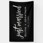 Just Married Calligraphy Script Wedding Banner (Vertikal)