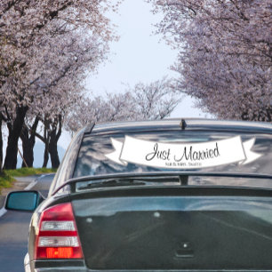 Just Married Car Banner für Hochzeit oder Flitterw Fensteraufkleber