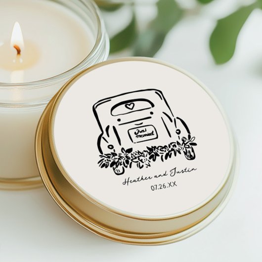 Just Married Car Custom Wedding Liebhaber Runder Aufkleber