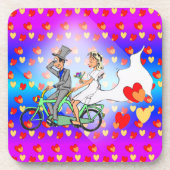 Just Married Cartoon Celebration Untersetzer (Vorderseite)