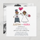 Just Married Cartoon Hochzeitskuppel Ankündigung (Vorne/Hinten)