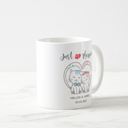 Just Married Cat Wedding Kaffeetasse (VorderseiteRechts)
