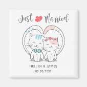 Just Married Cat Wedding Magnet (Vorne)