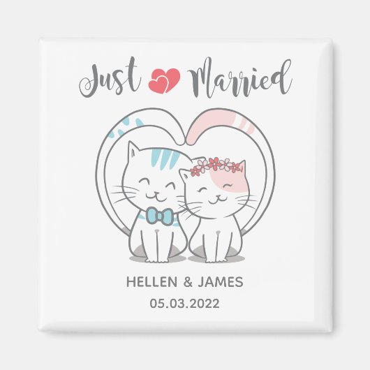 Just Married Cat Wedding Magnet (Vorne)