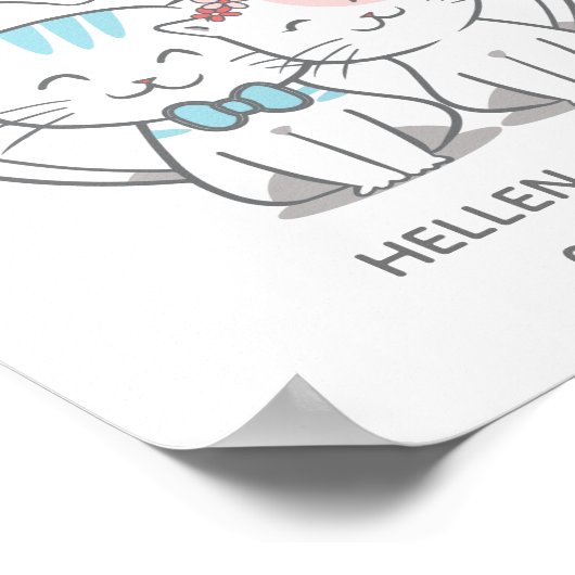 Just Married Cat Wedding Poster (Ecke)