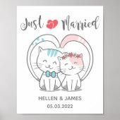 Just Married Cat Wedding Poster (Vorne)