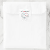 Just Married Cat Wedding Quadratischer Aufkleber (Tasche)