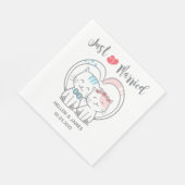 Just Married Cat Wedding Serviette (Ecke)