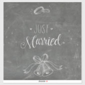 Just Married Chalkboard Hochzeiten Rings and Bells Aufkleber (Blatt)