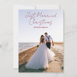 Just Married Christmas Greetings Customize Photo Feiertagskarte