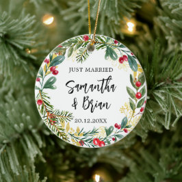 Just Married Christmas Keramik Ornament