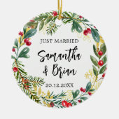 Just Married Christmas Keramik Ornament (Vorne)