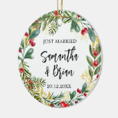 Just Married Christmas Keramik Ornament (Links)
