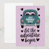 Just Married Classic Car Wedding Einladung (Vorne/Hinten)