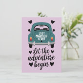 Just Married Classic Car Wedding Karte (Stehend Vorderseite)