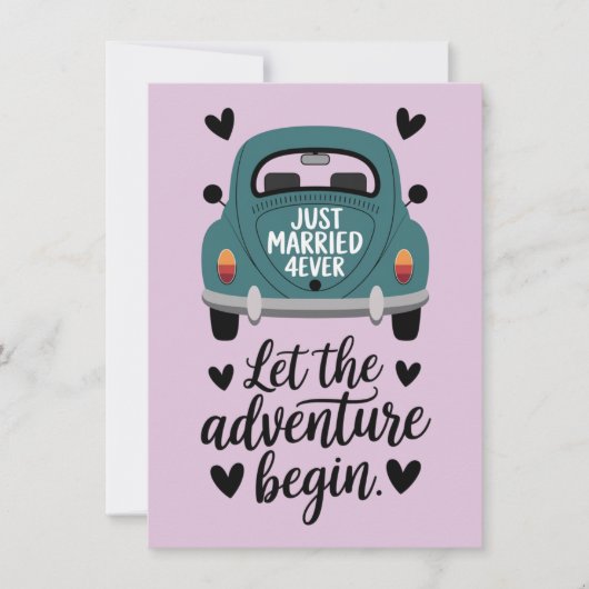 Just Married Classic Car Wedding Karte (Vorderseite)