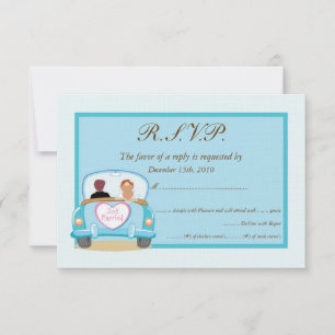 Just Married Classic Car Wedding RSVP Karte