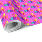 Just Married Colorful Rainbow Typografy Pattern Geschenkpapier (Rolleneckpunkt)