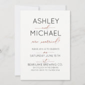 Just Married Copper Typografy Wedding Party Einladung (Vorderseite)