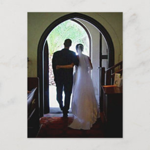Just Married Couple Church Hochzeitsankündigung Postkarte