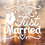 Just Married Couple Heart Wedings Rings Fensteraufkleber (Blatt 2)