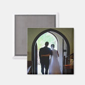 Just Married Couple Verlassend Church Custom Foto Magnet (Vorderseite/Rückseite)