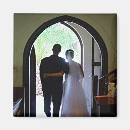 Just Married Couple Verlassend Church Custom Foto Magnet