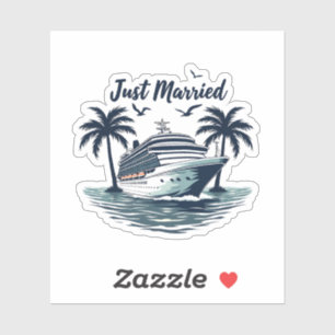 Just Married Cruising Summer Wedding Husband Ehefr Aufkleber