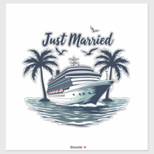 Just Married Cruising Summer Wedding Husband Ehefr Aufkleber