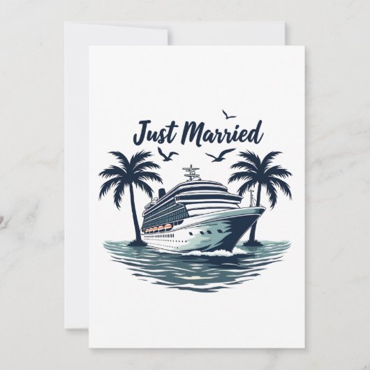 Just Married Cruising Summer Wedding Husband Ehefr Dankeskarte (Vorderseite)