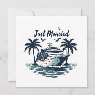 Just Married Cruising Summer Wedding Husband Ehefr Einladung