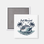 Just Married Cruising Summer Wedding Husband Ehefr Magnet (Vorderseite/Rückseite)