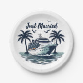 Just Married Cruising Summer Wedding Husband Ehefr Pappteller (Vorderseite)