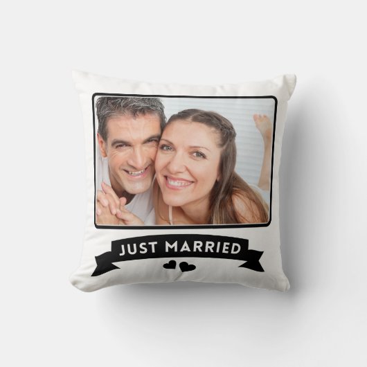Just Married Custom Wedding Foto Kissen (Vorderseite)