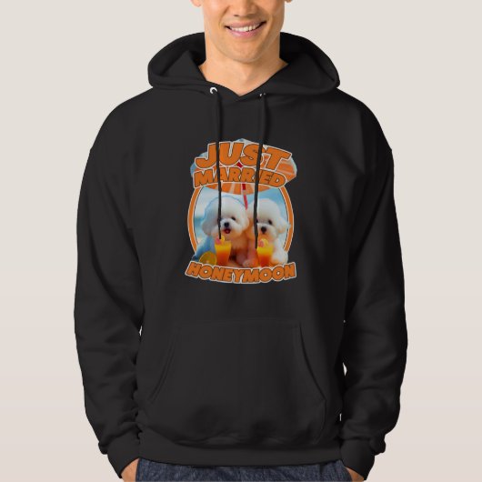 Just Married Cute Dog Honeymoon Couple Hoodie (Vorderseite)